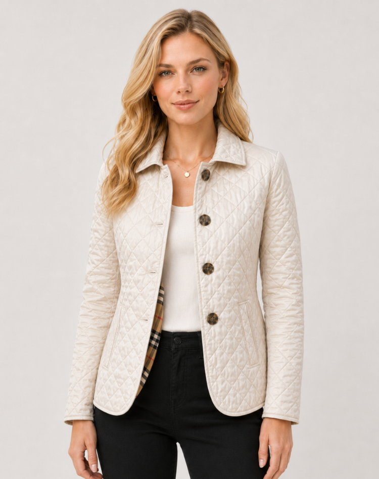Veste matelassée femme transition col boutons élégante