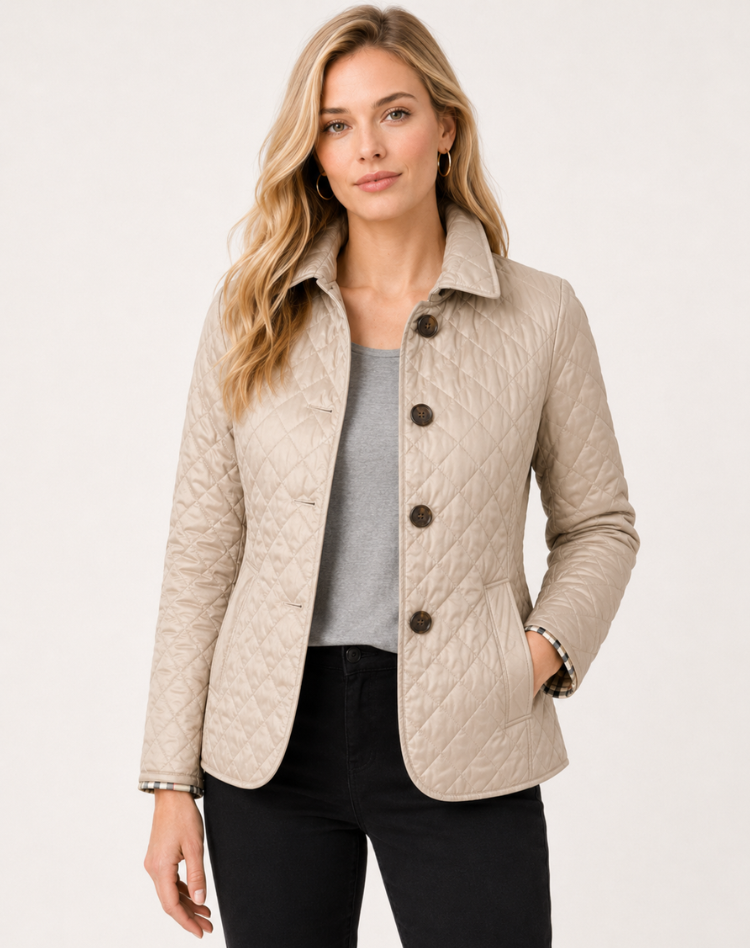Veste matelassée femme transition col boutons élégante