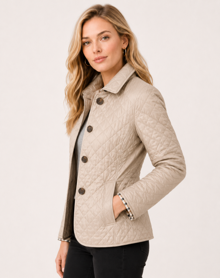 Veste matelassée femme transition col boutons élégante