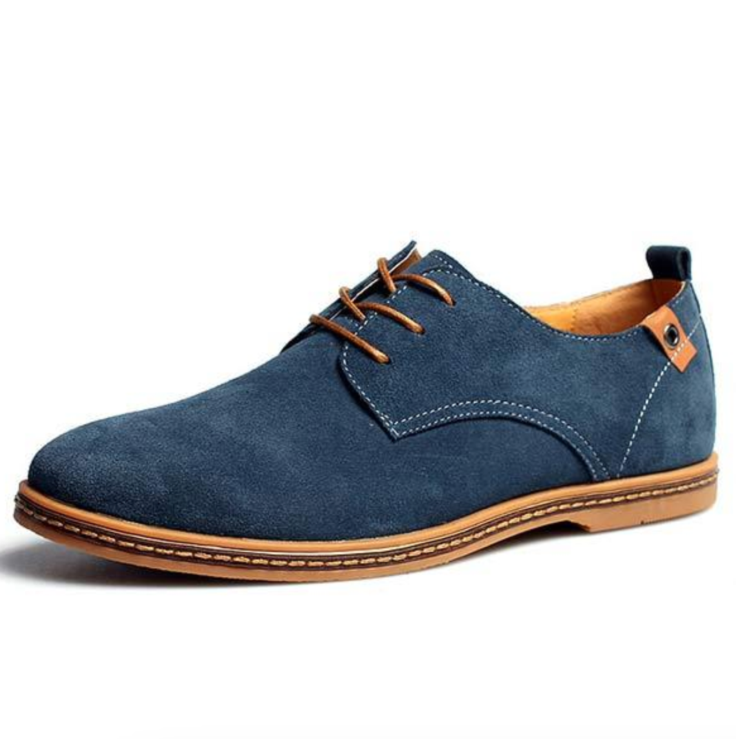 Men's suede derby shoes with laces and a textured finish, smart