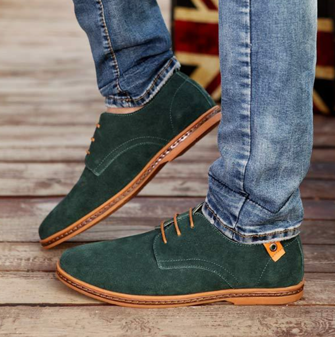 Men's suede derby shoes with laces and a textured finish, smart
