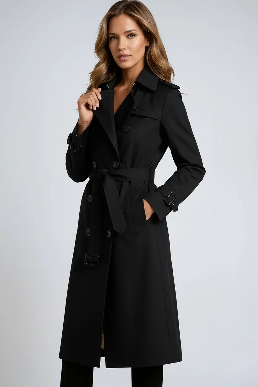 Trench-coat femme long double boutonnage coupe structurée