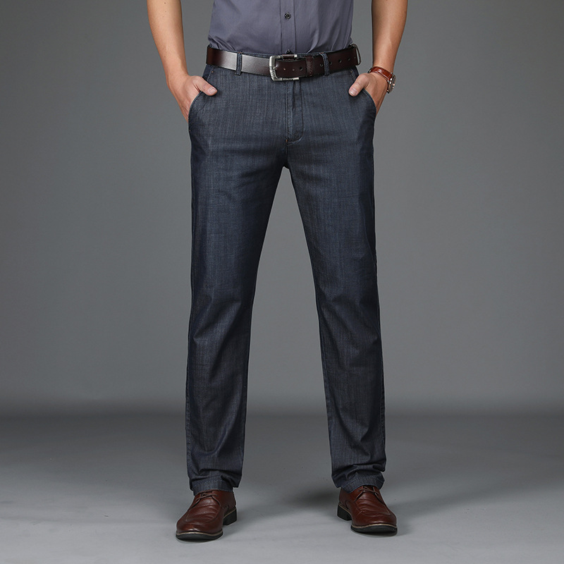 Vaqueros de denim elástico para hombre, corte clásico, cómodos y duraderos