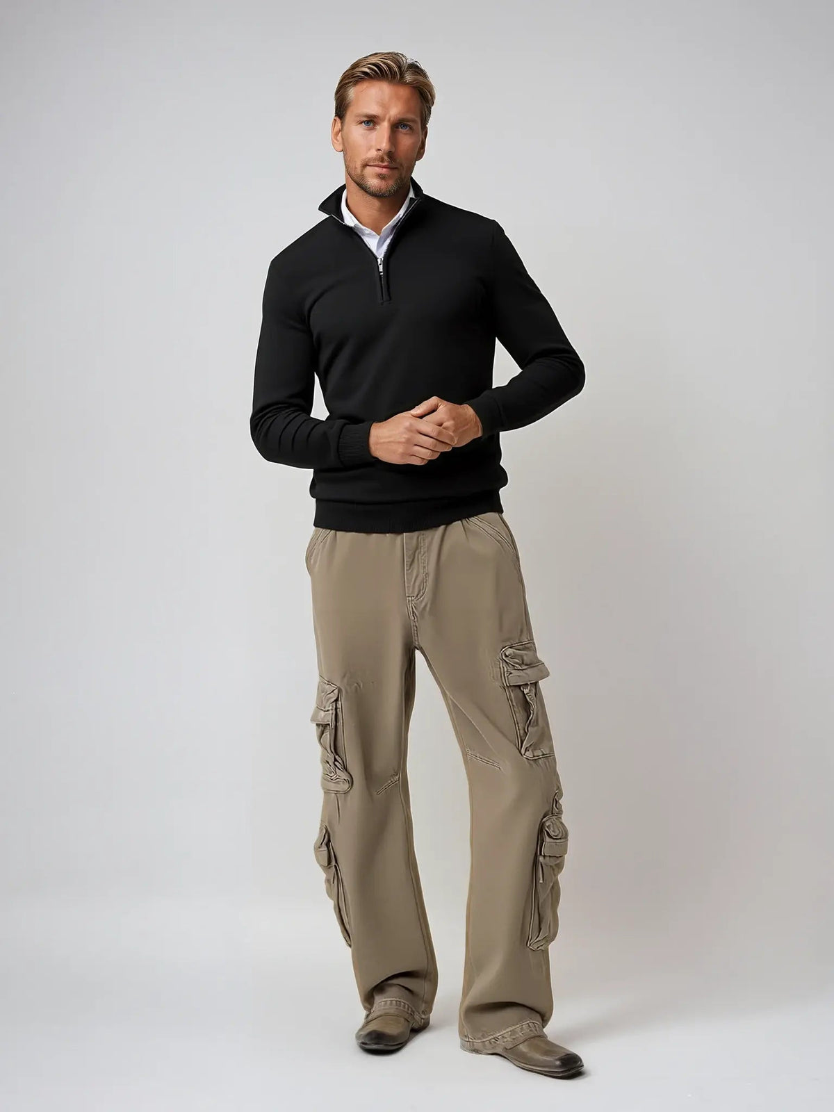 Jersey clásico con media cremallera para hombre, cómodo y elegante para toda ocasión