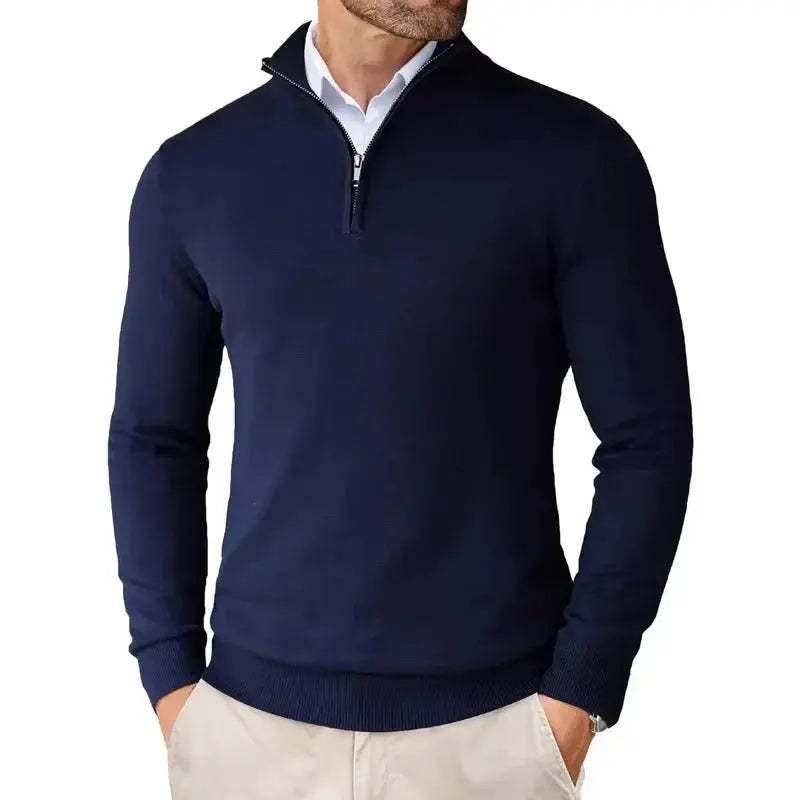 Jersey clásico con media cremallera para hombre, cómodo y elegante para toda ocasión