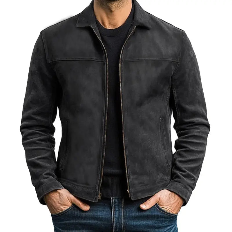 Veste en Similicuir Poignets Zippés Coupe Motard pour Homme