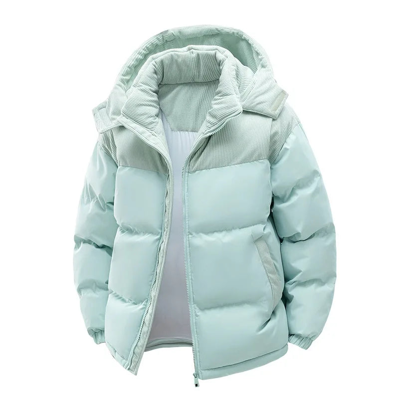 Chaqueta acolchada para hombre, amplia, con capucha, cremallera y forro polar, para el día a día