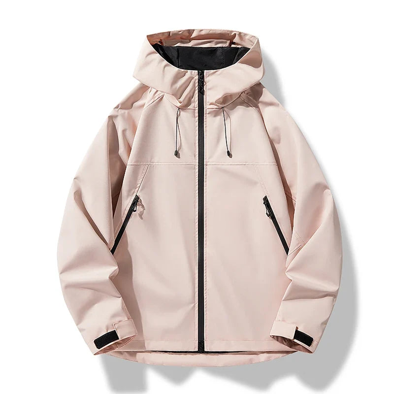 Chaqueta shell cortavientos e impermeable para hombre, con capucha, para actividades al aire libre