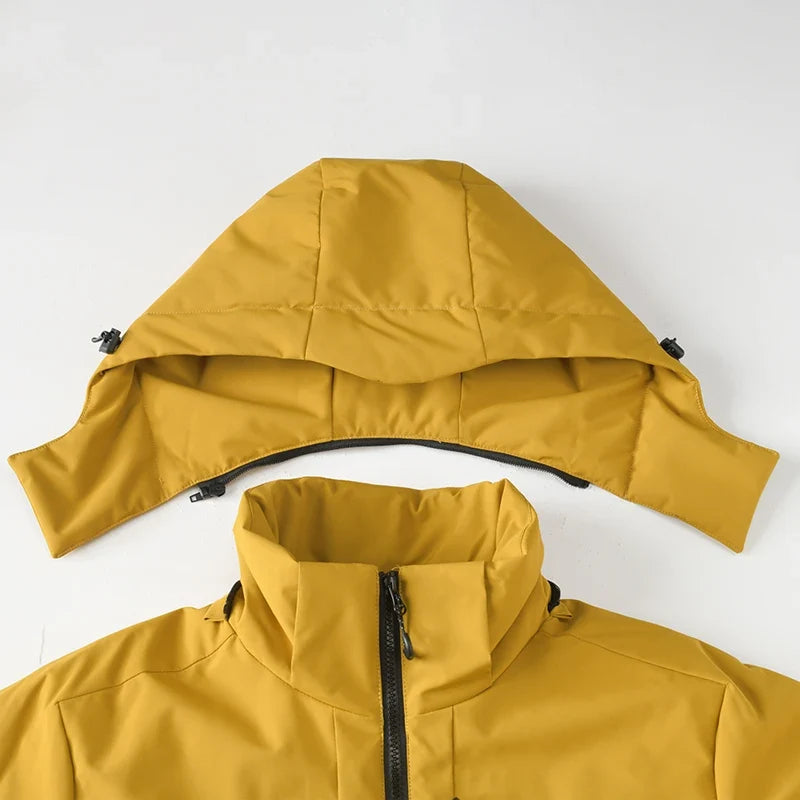 Chaqueta impermeable y cortavientos unisex, con capucha térmica y tratamiento antimanchas