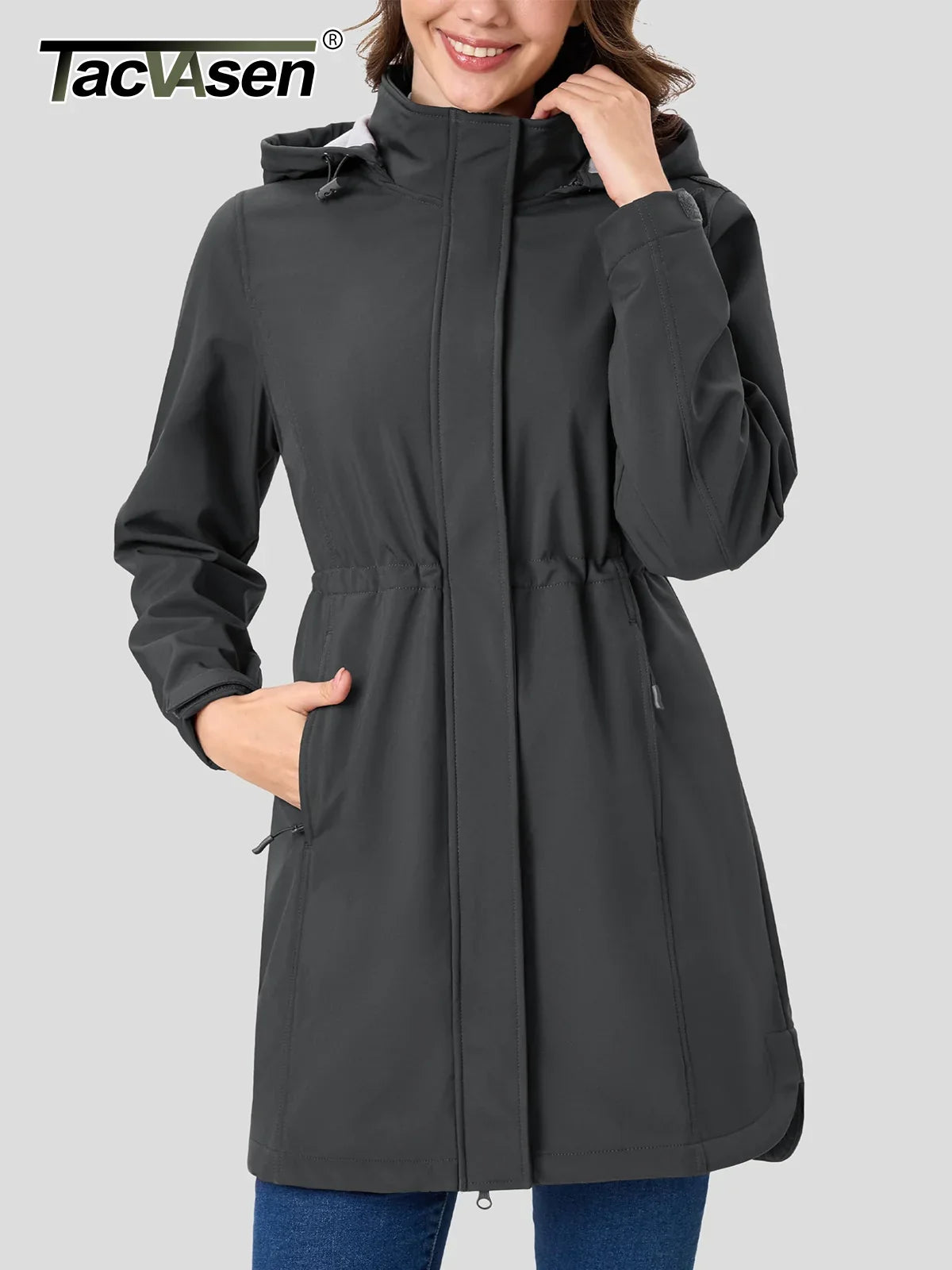 Veste softshell femme capuche doublure polaire imperméable ajustable