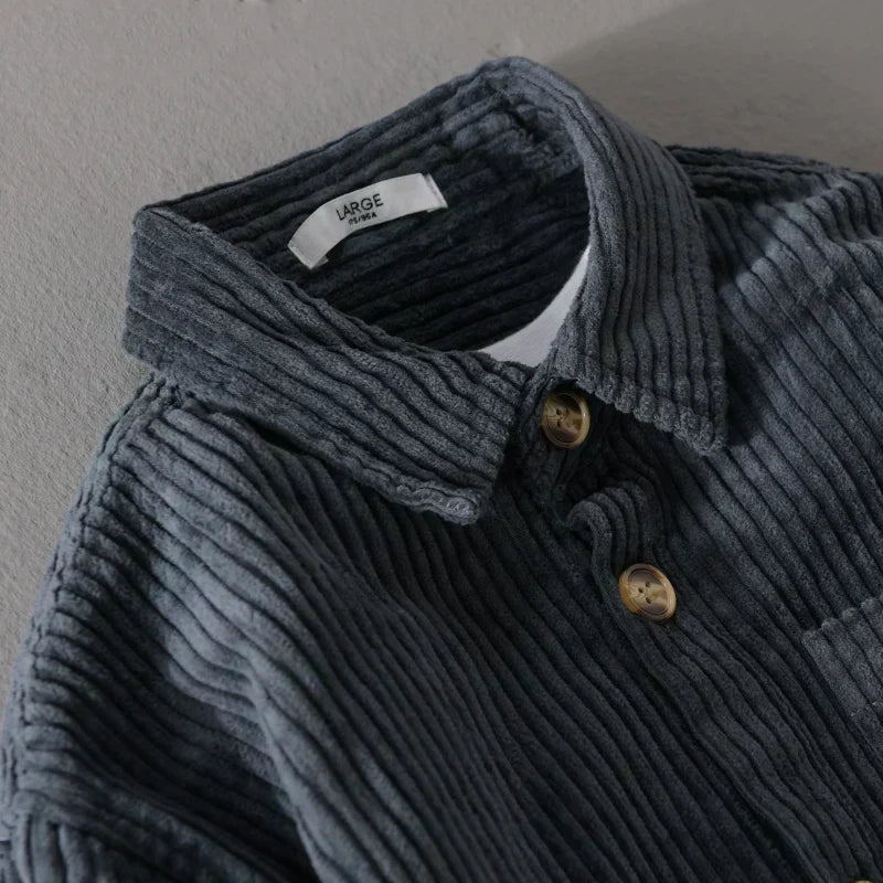 Chemise velours côtelé homme col classique style élégant