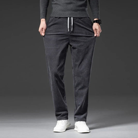 Men’s casual corduroy chinos with adjustable waist and tailored fit