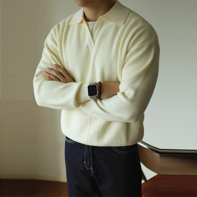 Polo clásico de punto para hombre, de elegancia informal