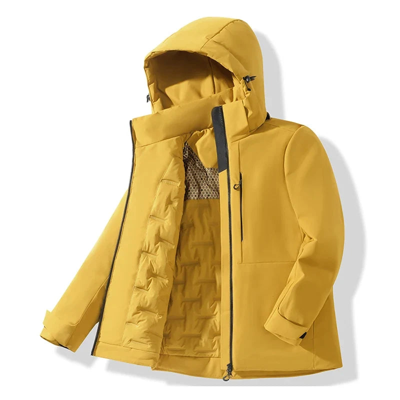 Chaqueta impermeable y cortavientos unisex, con capucha térmica y tratamiento antimanchas