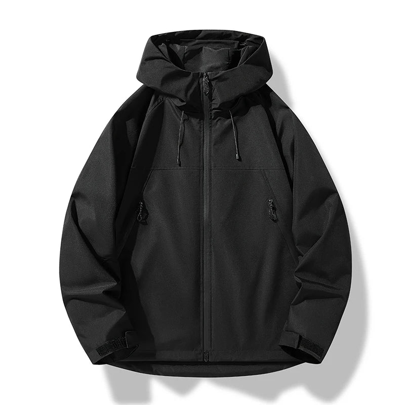 Veste shell homme coupe-vent imperméable capuche outdoor
