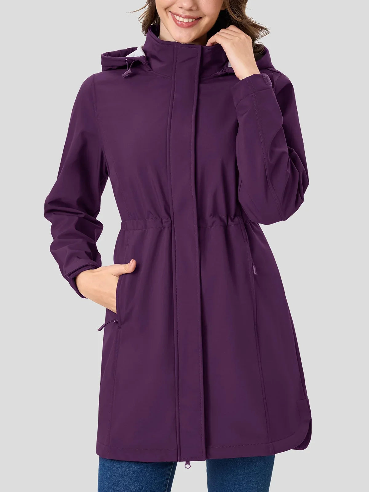 Veste softshell femme capuche doublure polaire imperméable ajustable