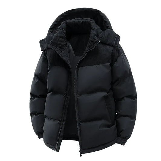 Chaqueta acolchada para hombre, amplia, con capucha, cremallera y forro polar, para el día a día