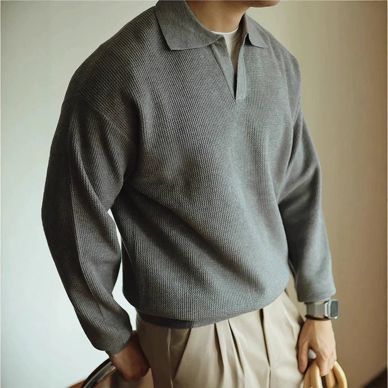 Polo clásico de punto para hombre, de elegancia informal