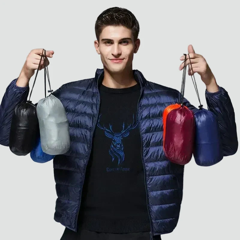 Doudoune légère homme compressible pochette rangement voyage