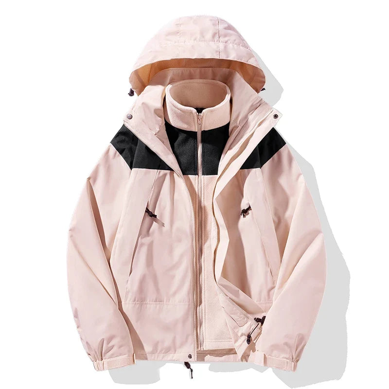 Veste imperméable 3-en-1 mixte capuche intégrée séchage rapide