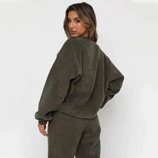 Women's corduroy set with matching sweatshirt and bottoms