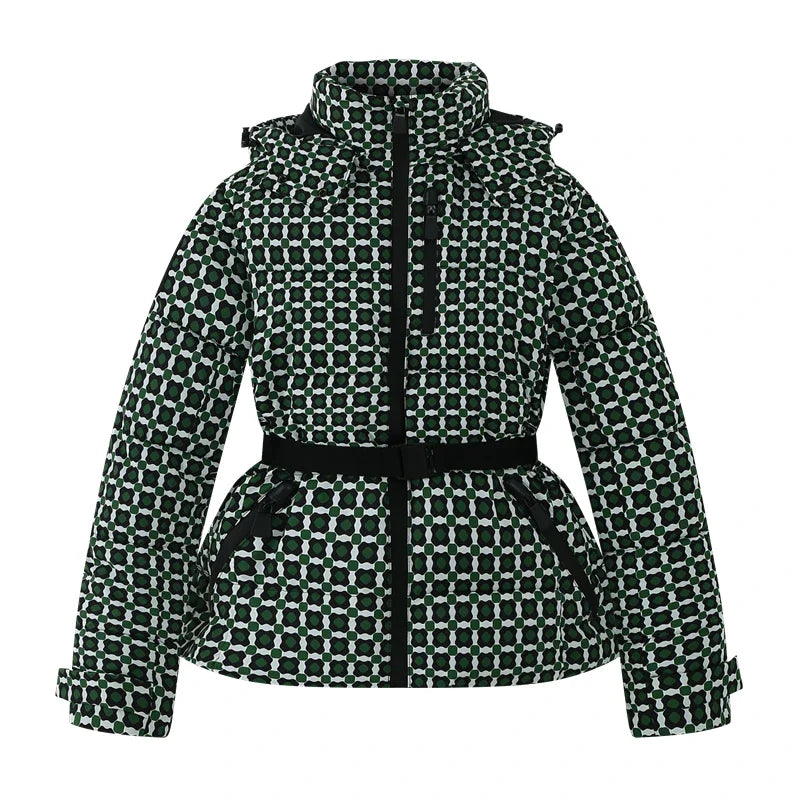 Doudoune femme capuche ceinturée slim coupe-vent taille haute