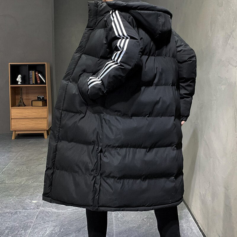 Manteau long homme capuche protection hivernale maximale