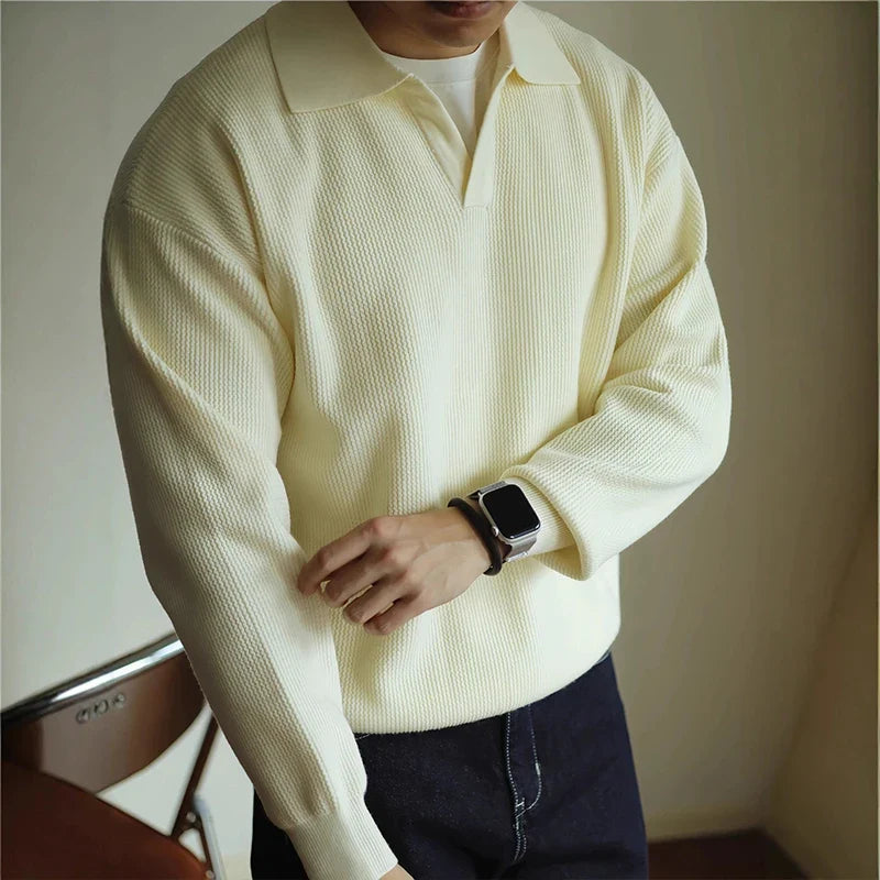 Polo clásico de punto para hombre, de elegancia informal
