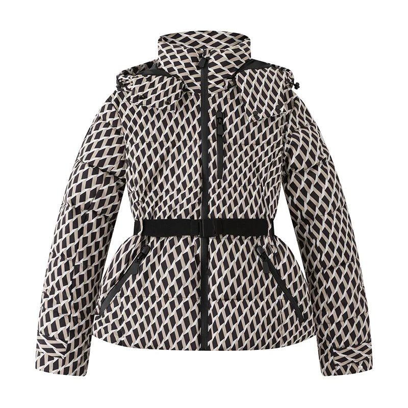 Doudoune femme capuche ceinturée slim coupe-vent taille haute