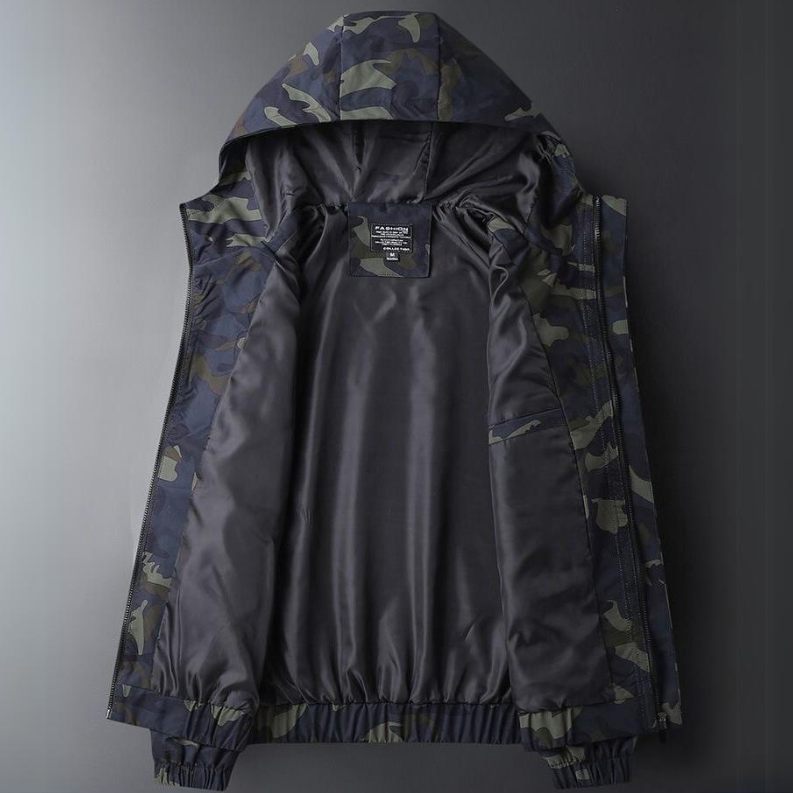 Odolná pánská maskáčová bunda ve vojenském outdoorovém stylu