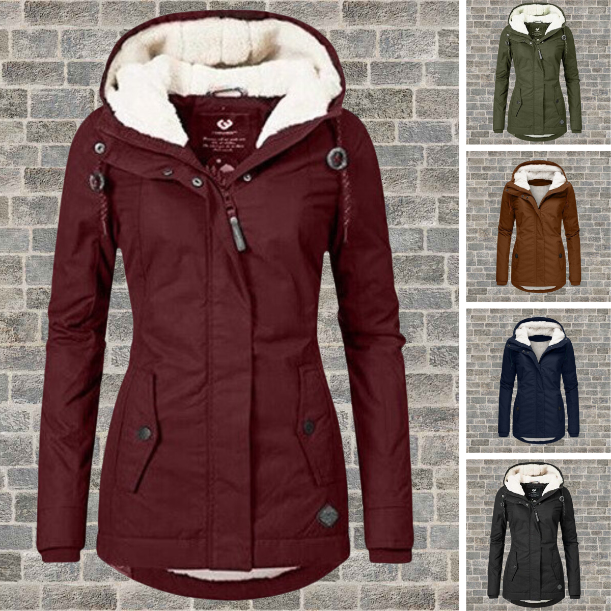 Manteau femme polyvalent capuche coupe enveloppante hiver