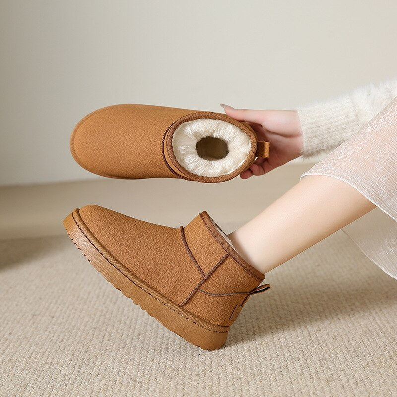 Botas de mujer con forro cálido, suela estable y fáciles de poner