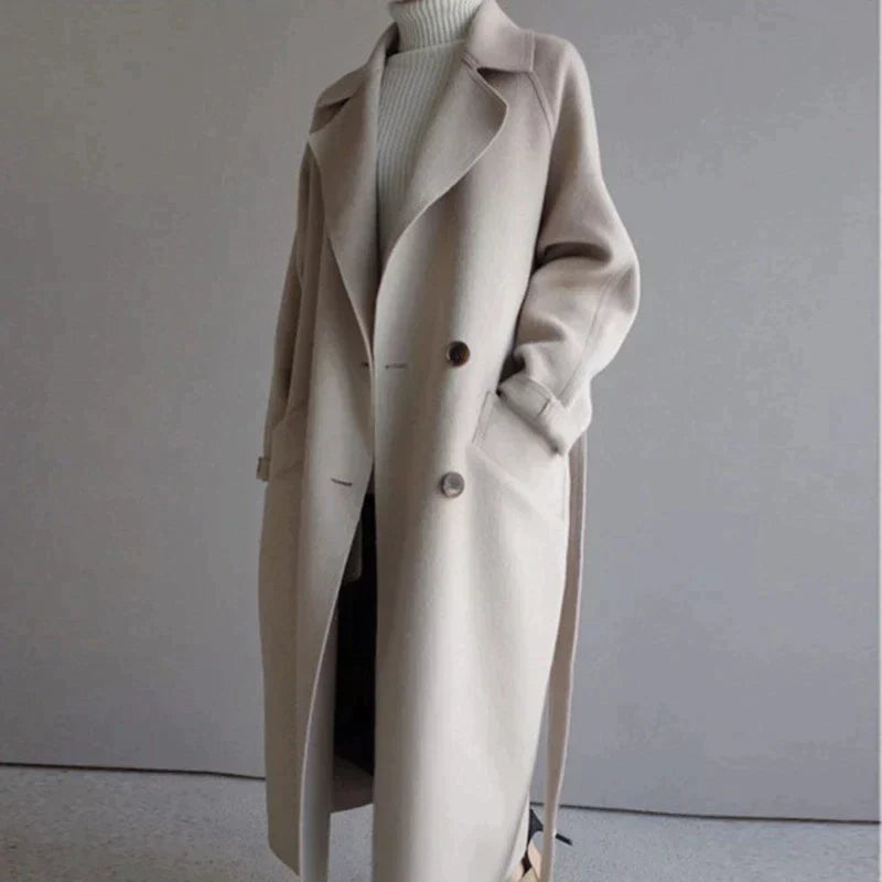 Manteau long femme laine coupe classique chaleur premium