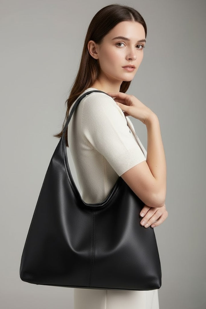 Borsa tote da donna in similpelle, classica, ampio scomparto interno