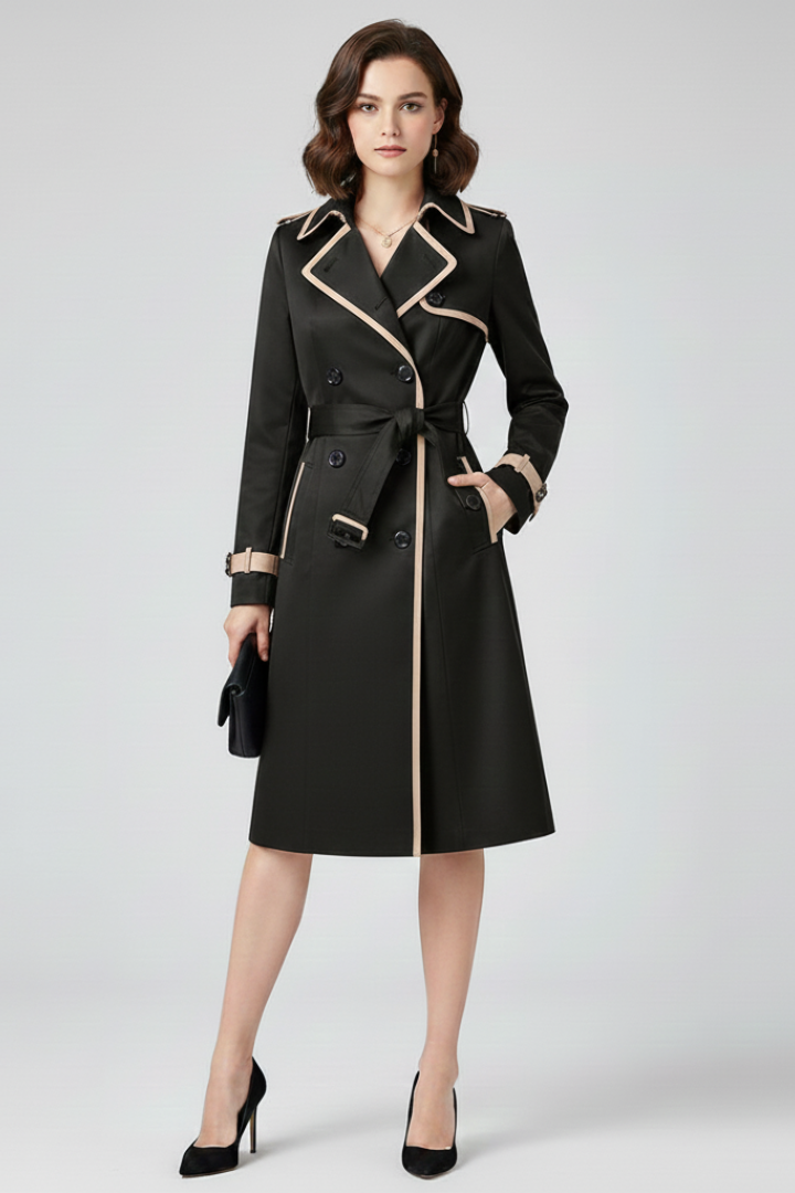 Gabardina texturizada para mujer, con cinturón y corte entallado, para otoño