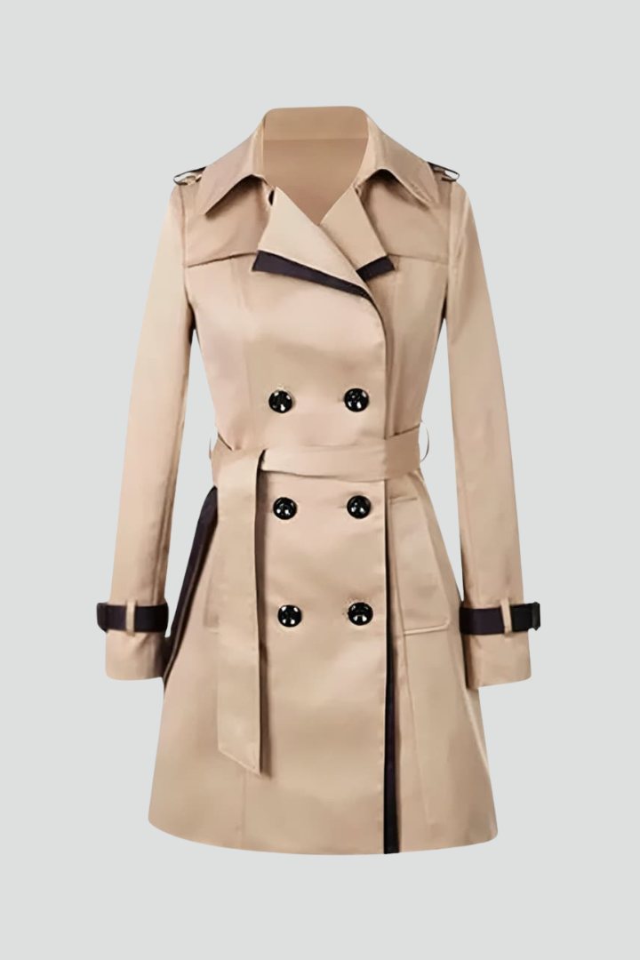 Gabardina texturizada para mujer, con cinturón y corte entallado, para otoño