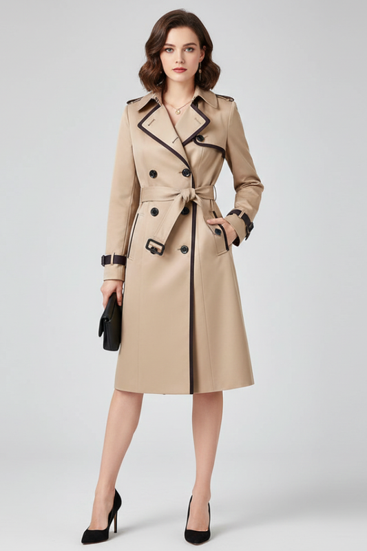 Trench da donna testurizzato, con cintura e vestibilità aderente, per l’autunno