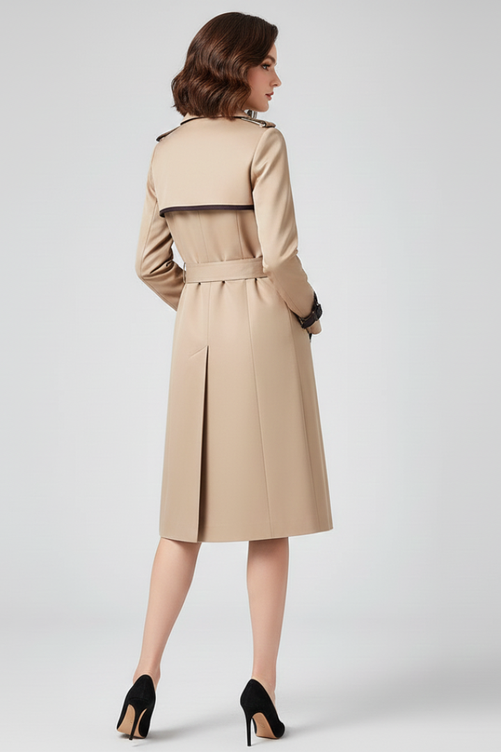 Gabardina texturizada para mujer, con cinturón y corte entallado, para otoño