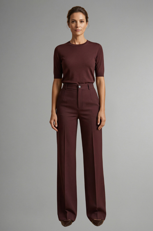 Pantalón de cintura alta para mujer, pierna recta, estructurado y elegante