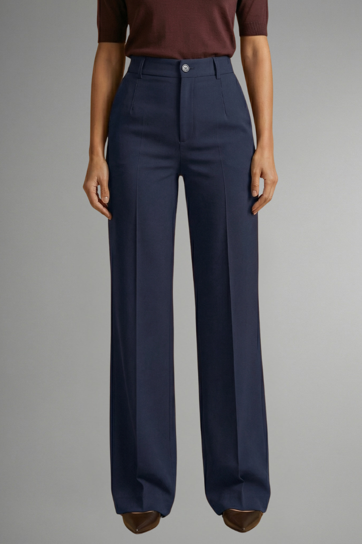 Pantaloni da donna a vita alta, gamba dritta, strutturati ed eleganti