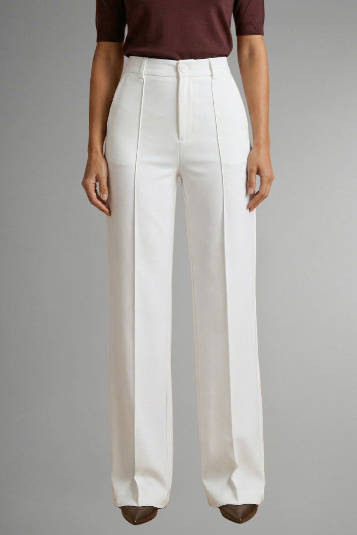 Pantaloni da donna a vita alta, gamba dritta, strutturati ed eleganti