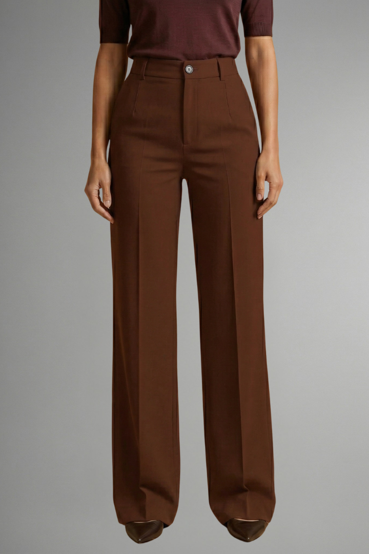 Pantaloni da donna a vita alta, gamba dritta, strutturati ed eleganti