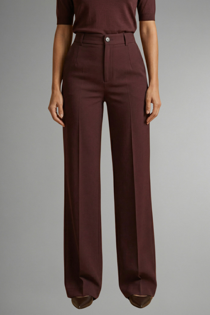 Pantaloni da donna a vita alta, gamba dritta, strutturati ed eleganti