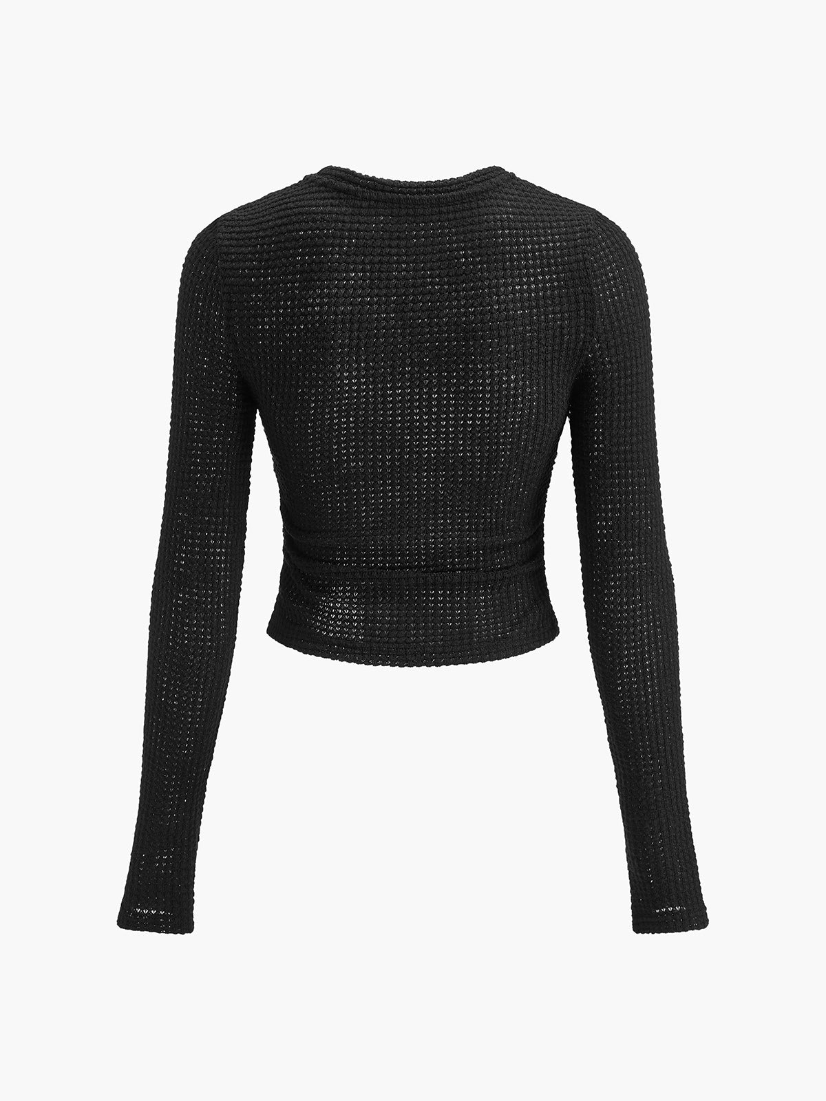 Top gaufré femme col rond manches longues thermique quotidien