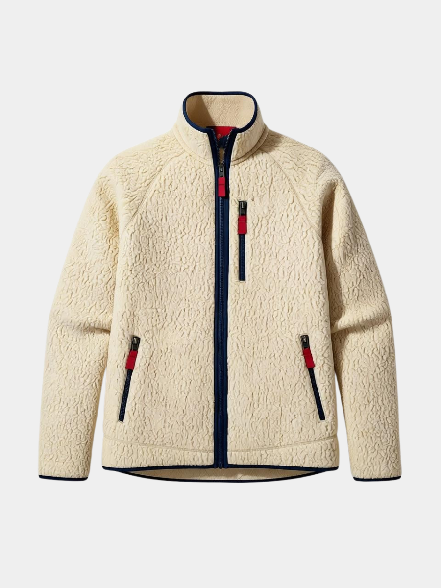 Veste polaire sherpa homme col montant zip frontal doublure douce