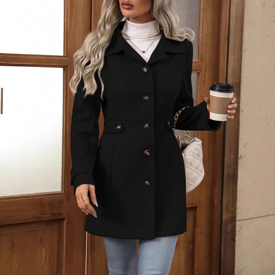 Gabardina de otoño para mujer, con cinturón ajustable y corte entallado
