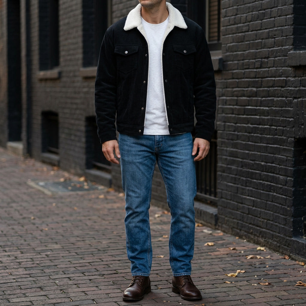 Men's textured corduroy jacket with a relaxed fit