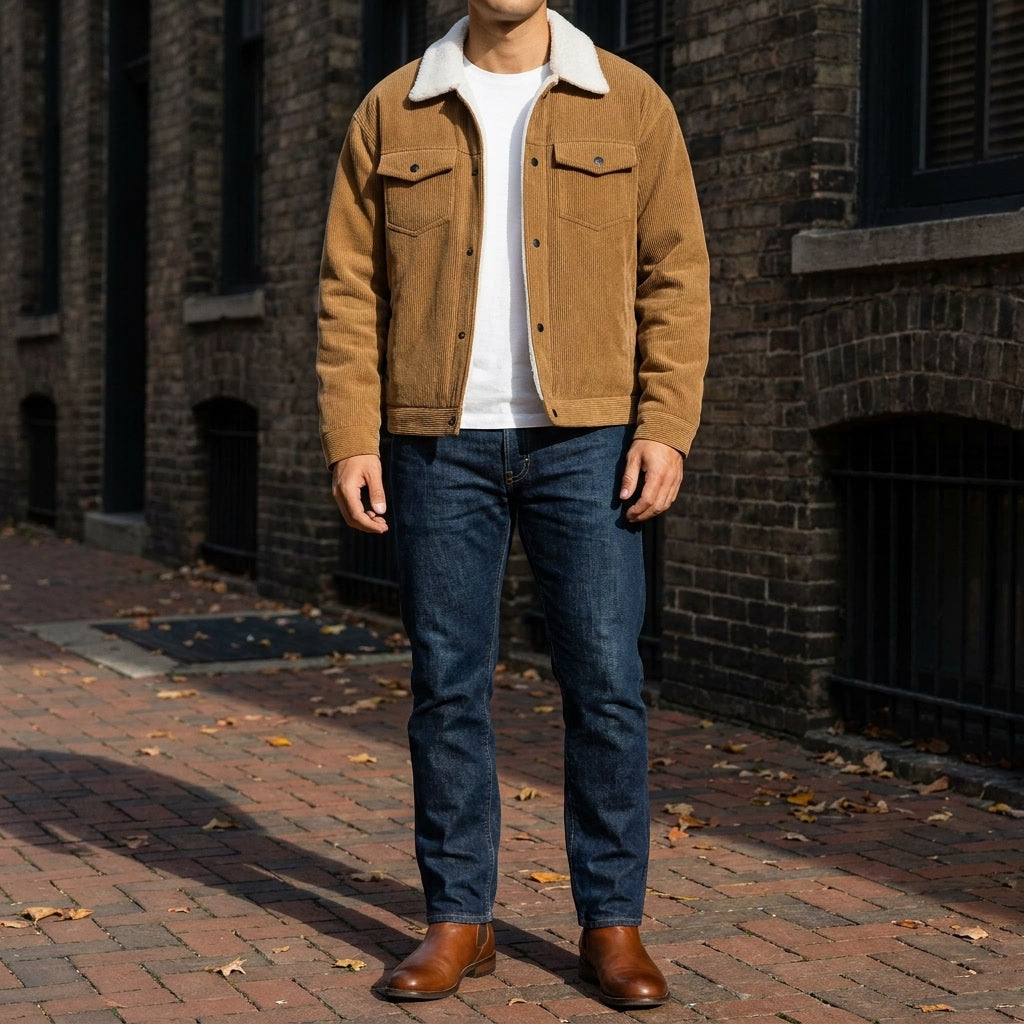 Men's textured corduroy jacket with a relaxed fit