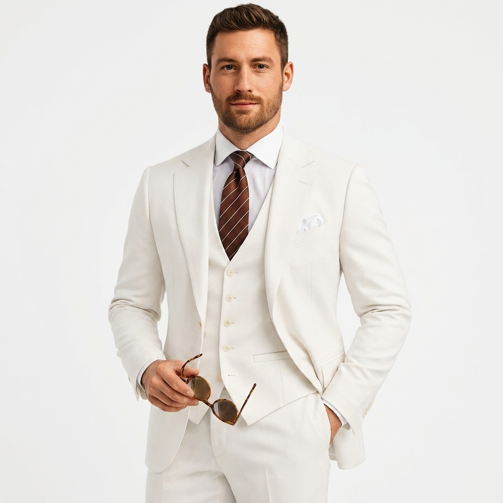 Pánský elegantní třídílný oblek se sakem, vestou a kalhotami