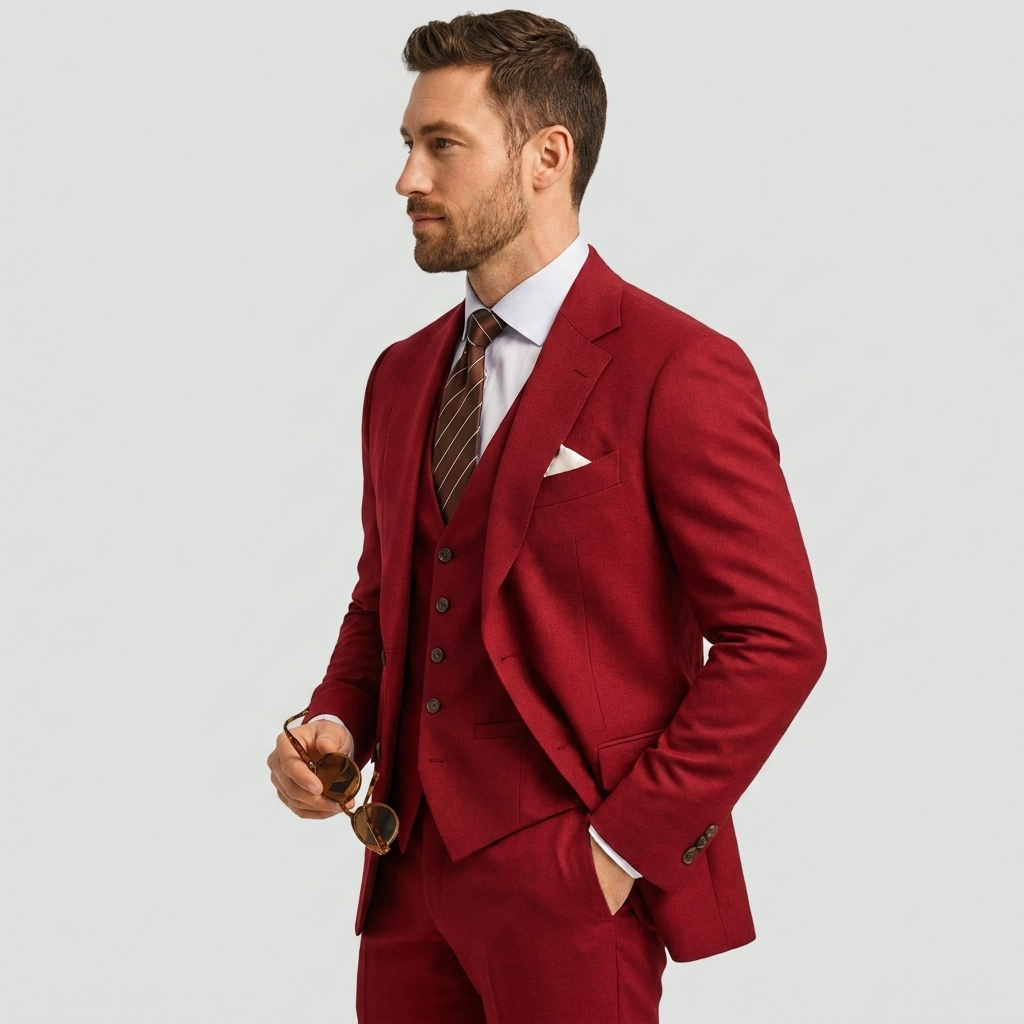 Pánský elegantní třídílný oblek se sakem, vestou a kalhotami